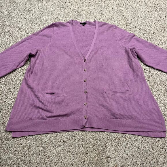 Talbots Cardigan Sweater Sz 3X Petite Button Front V Neck Lavender Purple Casual - Picture 1 of 7